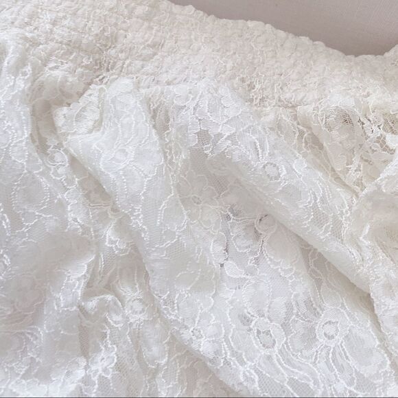 LoveShackFancy Lace Smocked Peplum Top Ivory White - Picture 9 of 11